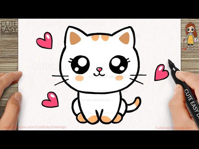 How to Draw a Cute Cat Easy for Kids and Toddlers