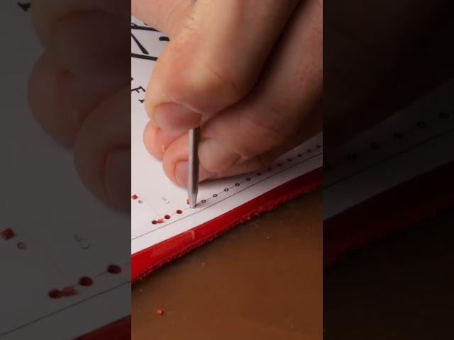 Making some stitching holes with single round punch Full video in comments #satisfying #leather