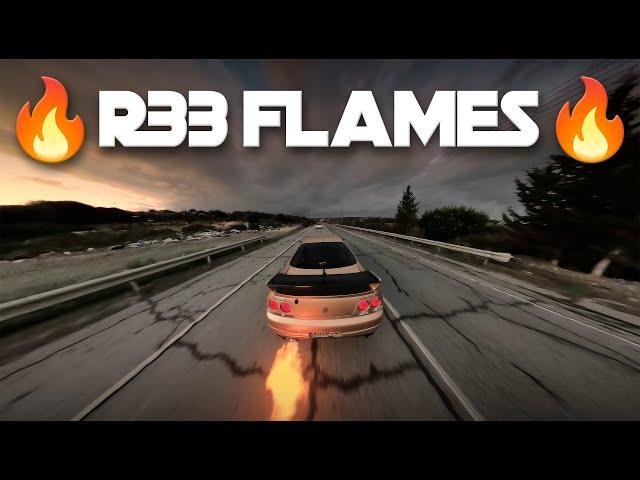 R33 Skyline Turbo Sounds Cyprus | Pulls, Donuts, Flames • 3rd Person 360 Cam | 4K