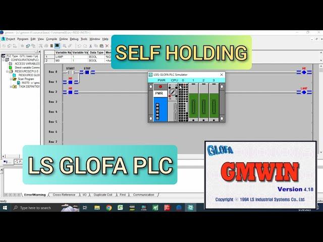 GMWIN : Basic self holding LS Glofa PLC With Simulation | introduction LS Glofa PLC