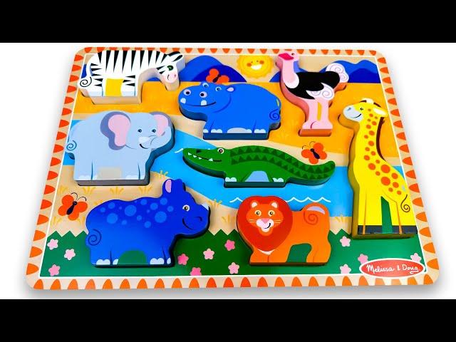 Let's learn about Animals with Activity Puzzle | Best Preschool Toddler Fun Toy Learning Video