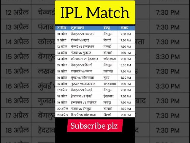 IPL match kab se suru hoga | IPL match time table 2023 | IPL match scheduled 2023 #shorts