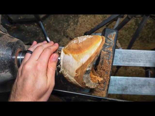 ASMR Woodturning: Transforming Rough Wood Into Centerpiece Bowl - Silent Workshop Craftmanship