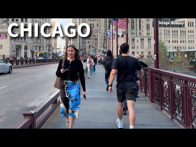 Fall in Chicago Walking Tour - Downtown on Tuesday | October 29, 2024 | 4k Video, City Sounds