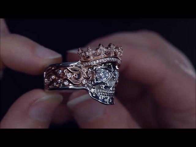 Castiel Noir Mens Skull Ring by Sapphire Studios Design