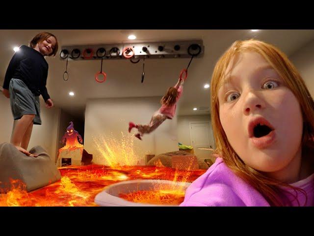 ADLEY & NiKO real life FLOOR is LAVA!! & building a real life Roblox Obby and wingfeather family