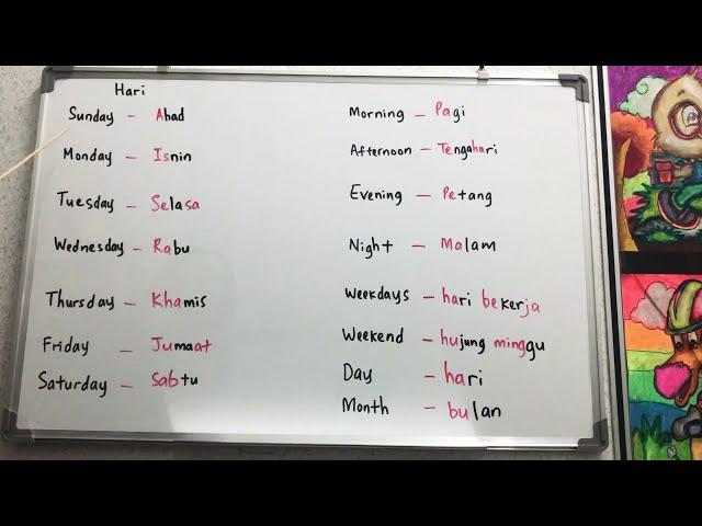 马来语 - Learning Days of The Week in Malay Language - Hari Dalam Bahasa Melayu