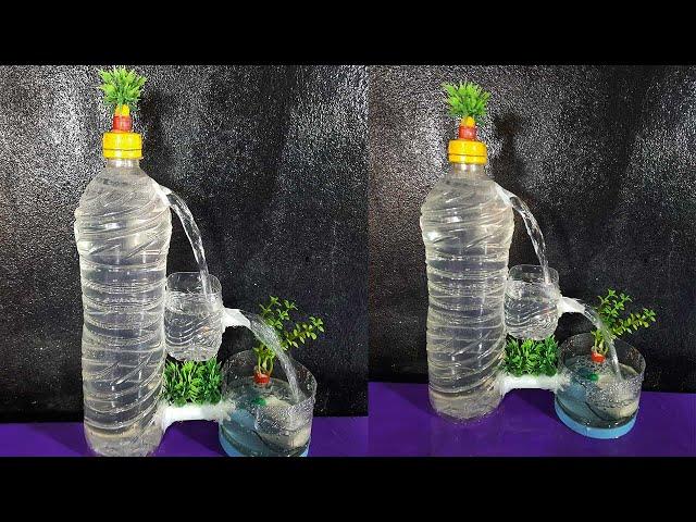 Plastic bottle waterfall fountain making easy at home || Fountain Craft idea