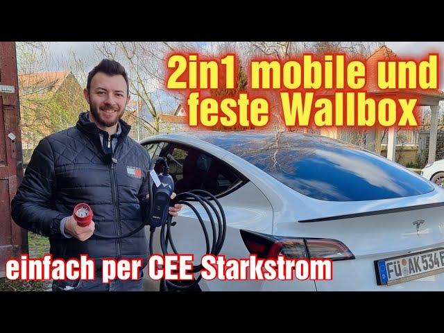 E-Auto mit 11kW an der CEE Starkstrom Steckdose laden. Wer braucht noch eine Wallbox?