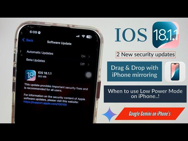 iOS 18.1.1 is Officially Released | Google Gemini on iPhones Full details in Telugu