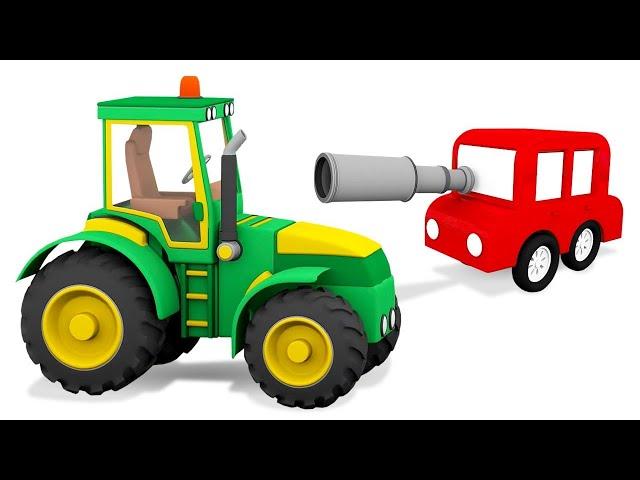 Die 4 kleinen Autos bauen einen Traktor - Lehrreicher Cartoon für kleine Kinder