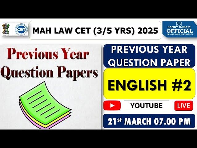 MAH LAW CET (3/5 Yrs) 2025 - English | previous year question paper | Part 2 #english #pyq