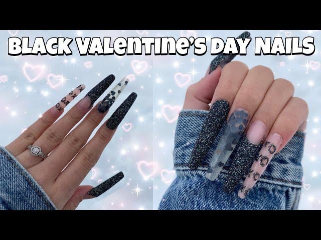 BLACK VALENTINE’S DAY POLYGEL NAILS | MODELONES POLYGEL KIT | GLITTER FRENCH TIPS | NAIL TUTORIAL