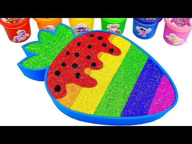 Satisfying Video l How To Make Rainbow Strawberry Bathtub With Glitter Slime Cutting ASMR | By Sunny