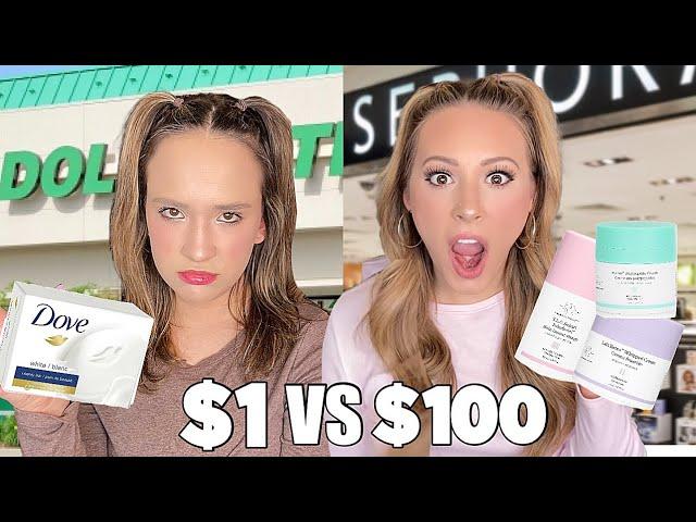 CHEAP VS EXPENSIVE SKINCARE SHOPPING + ROUTINES 🫧