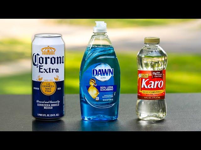 ½ cup of dish soap and 1 can of beer and your lawn will stay green all summer