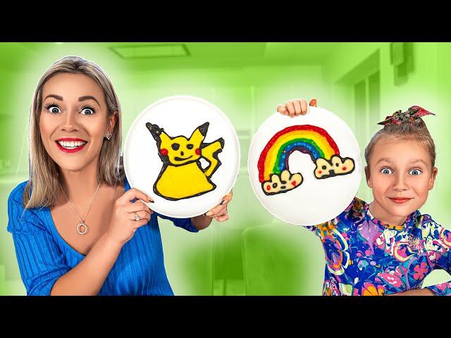 Pancake Art Challenge with Gaby and Alex Family