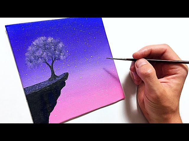 Easy Acrylic Night Sky Painting for Beginners | Step by Step Tutorial