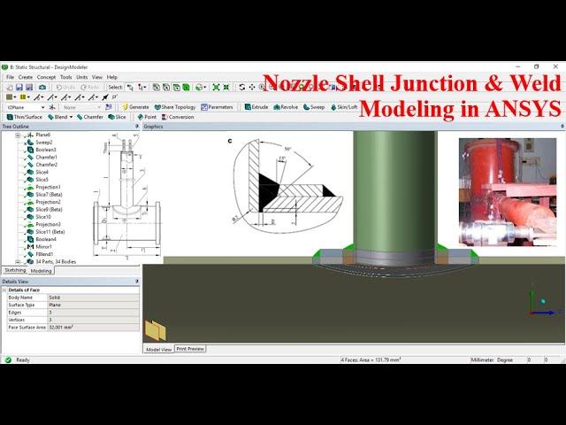 Nozzle Shell Junction & Weld Modeling in ANSYS Design modeler