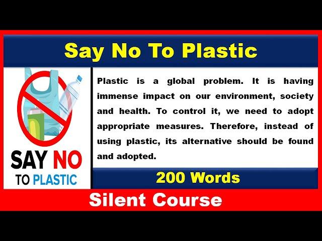 Essay on Say No To Plastic | Say No To Plastic Essay | Write an Essay on Say No To Plastic