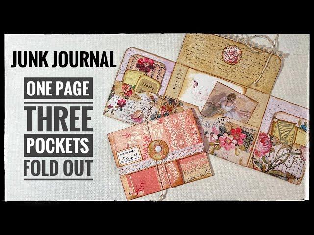 Junk Journal - One Page - Three Pockets - Fold Out