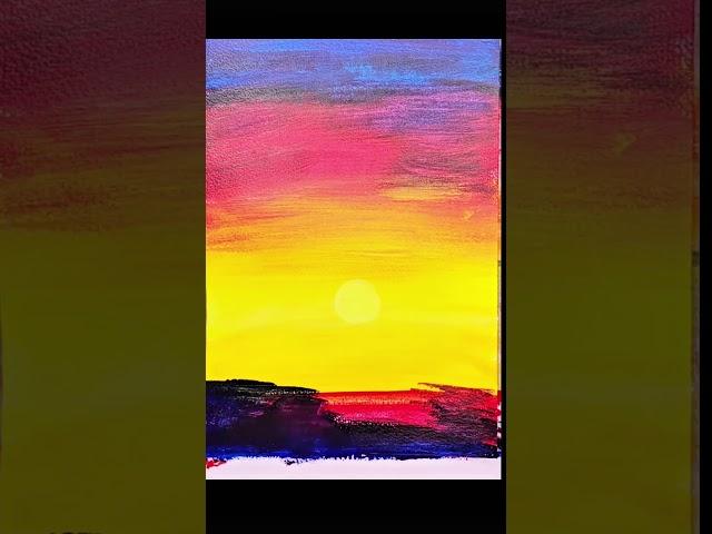 Sunset painting tutorial for beginners #beginnerart #art #acrylicpaintingtutorial #painting