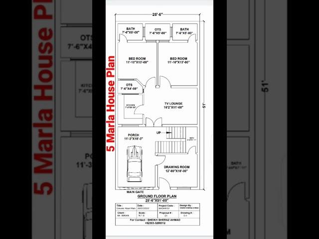 5 Marla House Plan | House Plan ideas 2022 | Autocad 2d drawing | Sheikh Sheraz Ahmad