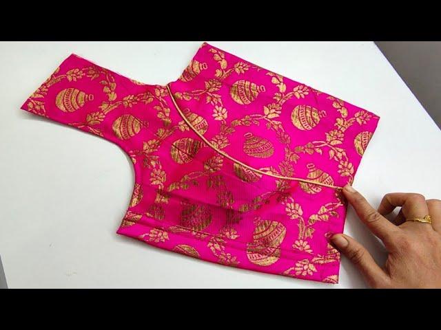 princess cut blouse with piping attach,  princess cut blouse ki full cutting and stitching 