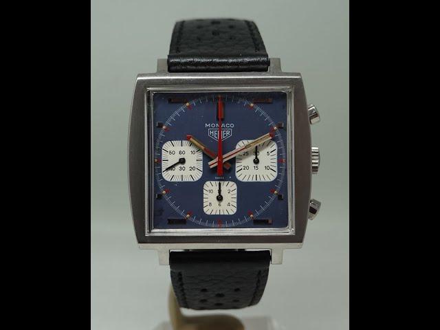 c1973 Heuer Monaco men's vintage long player chronograph watch.  Model reference 73633B