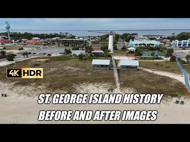 St. George Island Lighthouse history and downtown area taken with my DJI Mini 4 Pro drone in 4k