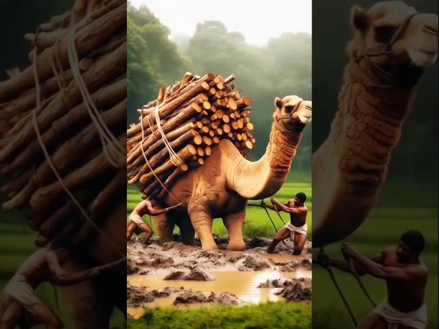 Camel stuck in mud carrying a load of wood! Rescue operation#camel #animals #humanity #rescued