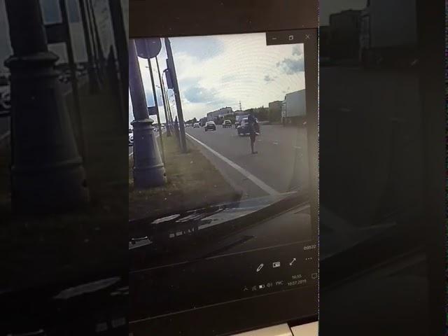 Дальнобойщик пытался перебежать трассу