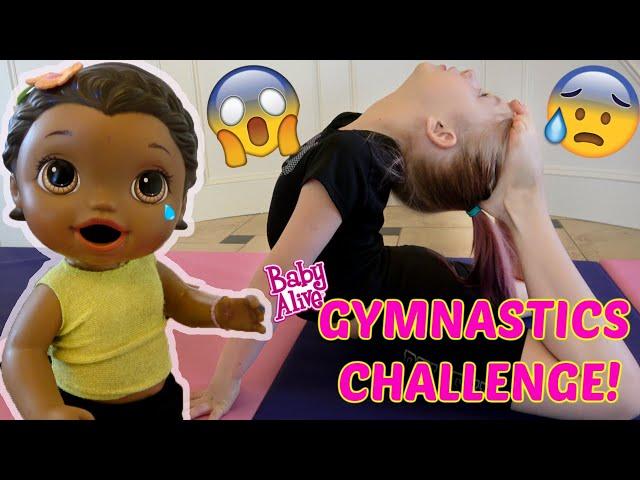 BABY ALIVE does a GYMNASTICS CHALLENGE! The Lilly and Mommy Show!  FUNNY KIDS SKIT!