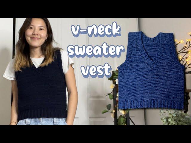 Crochet V-Neck Sweater Vest Tutorial & Free Written Pattern