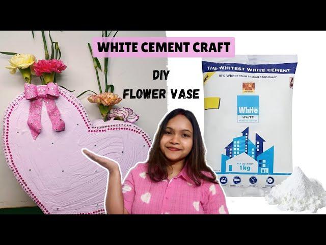 DIYWhite Cement Craft Ideas Pinterest Inspired Heart Shape Flower Vase #diy #whitecementcraft #art
