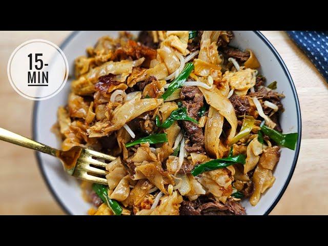 15-minute Homemade Beef Chow Fun recipe! Easy recipe for beginners with minimal ingredients!