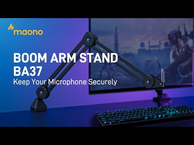 MAONO BA37 Mic Boom Arm Stand for Podcasting Streaming Gaming - 【KEEP YOUR MICROPHONE SECURELY】