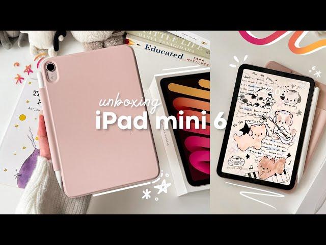  iPad mini 6 (pink) unboxing aesthetic apple pencil 2 + accessories˚⊹