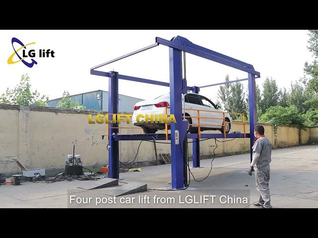 Four post car lift testing in LG factory