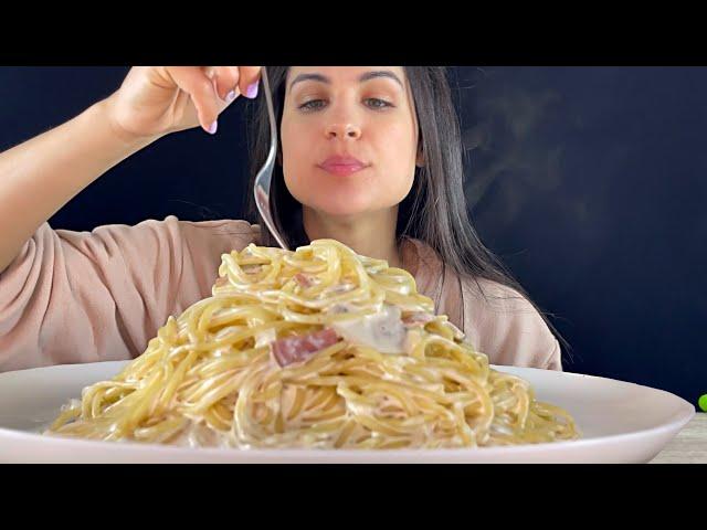 CREAMY BACON SPAGHETTI | ASMR | MUKBANG | EATING SOUNDS