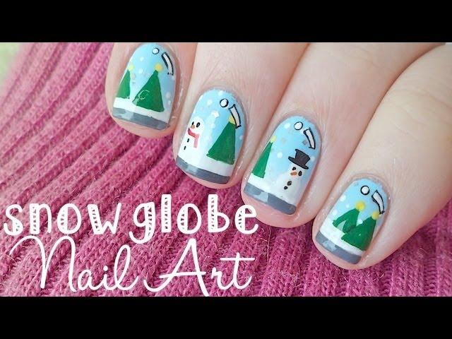 Christmas Snowglobe Nail Art