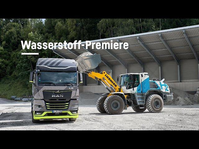 Liebherr-Premiere: Erster Großradlader mit Wasserstoffmotor und erste Wasserstofftankstelle