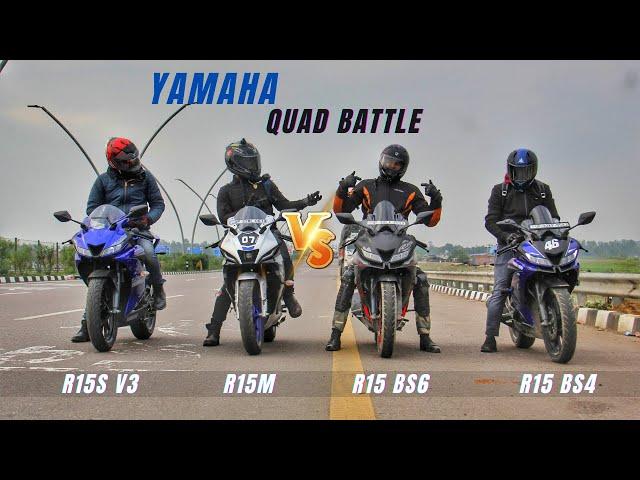 All Yamaha Version Quad Battle Race R1M Vs R15V3 Bs4 Vs R15V3 Bs6 Vs R15S V3 | Ksc Vlogs