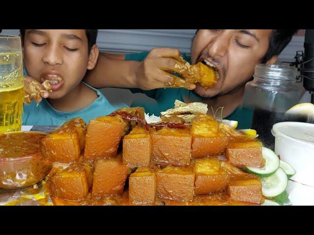 Spicy Pork Eating With Nephew | Huge Pork Pieces Eating | Hungry Gadwali Mukbang