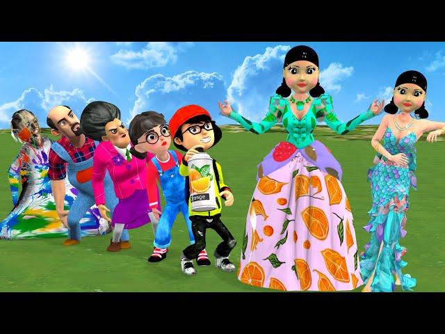 Scary Teacher 3D vs Squid Game Help Doll Dye Princess Dress Beautiful or Ugly 5 Times Challenge