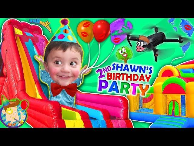 Shawn's 2nd Birthday Party! BOUNCE HOUSE Inflatable Outdoor Playground Giant Slides FUNnel VIsi