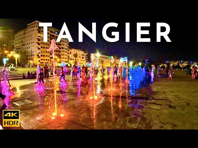 TANGIER Morocco Night Walk - Tangier Nightlife | TANGIER Walking Tour MOROCCO 4K HDR