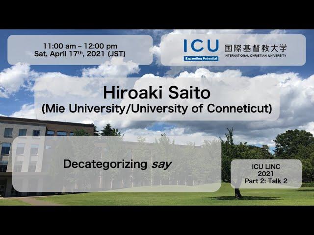 [ICU-LINC0045] Hiroaki Saito (Mie University / University of Connecticut)