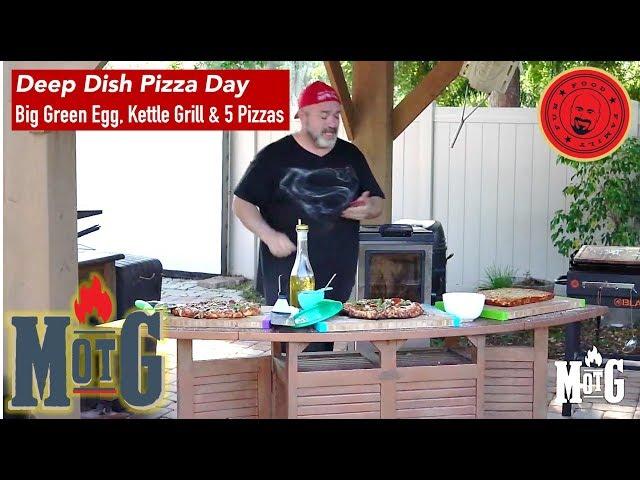 Deep Dish Pizza Day with  Big Green Egg and Kettle Grill