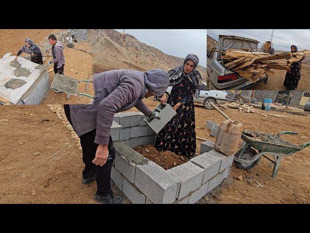 Qobad and Shokoofeh build animal shelters in the bitter cold of winter